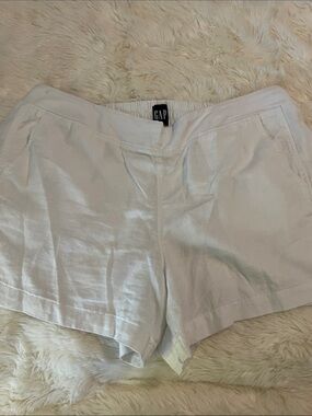 GAP Women's White Linen-Blend Elastic Waist Shorts size xl
